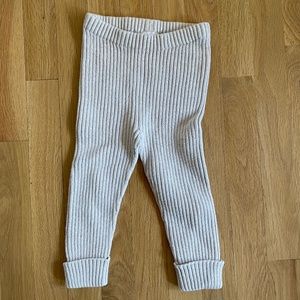 1 Pair Hanna Andersson Tan Knit Leggings with Cuffs Organic Cotton